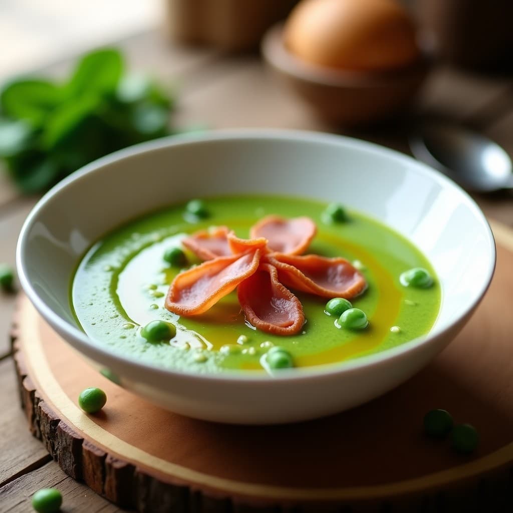 Crema de Espinacas y Guisantes con Crujiente de Jamón Serrano: Receta Española en Thermomix