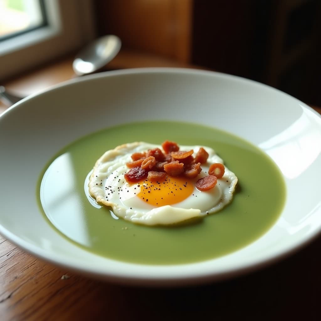 Crema de Espinacas y Queso Azul con Crujiente de Bacon de Almendras: Receta Francesa Keto
