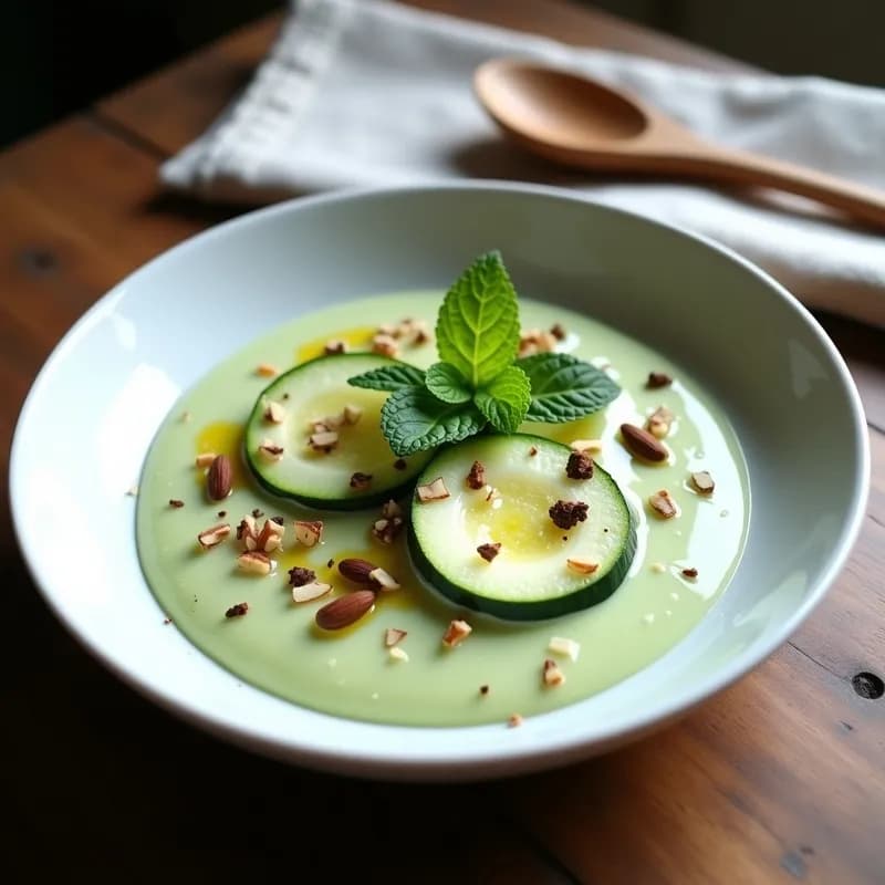 Crema Fría de Calabacín con Almendras y Trufa: Receta Vegana Sin Cocinar en 10 Minutos