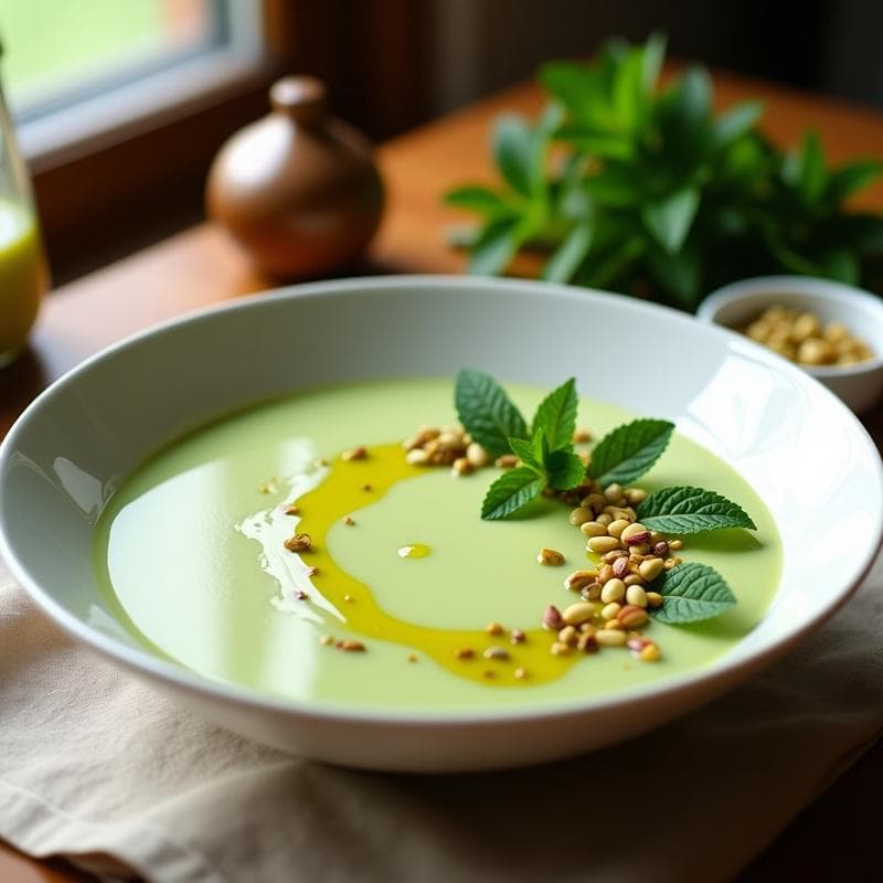 Crema Fría de Calabacín y Pistacho: Receta Refrescante y Sin Cocción para el Verano