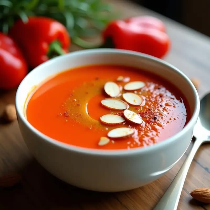 Crema Fría de Pimiento Rojo y Almendras: Receta Vegana y Sin Lactosa en 15 Minutos