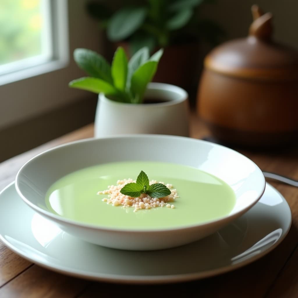 Crema Fría de Espárragos Blancos y Guisantes con Toque de Rábano Picante: Receta Sin Lácteos