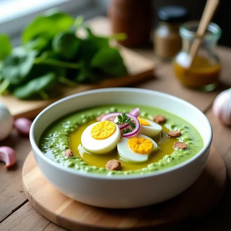 Crema Fría de Espinacas con Huevos Escabechados: Receta Refrescante y Alta en Proteína