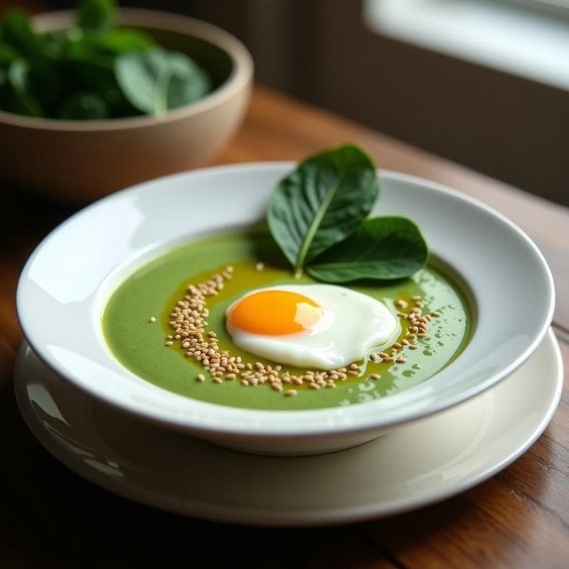 Crema Fría de Espinacas con Huevos Escalfados: Receta Rápida y Nutritiva en 20 Minutos