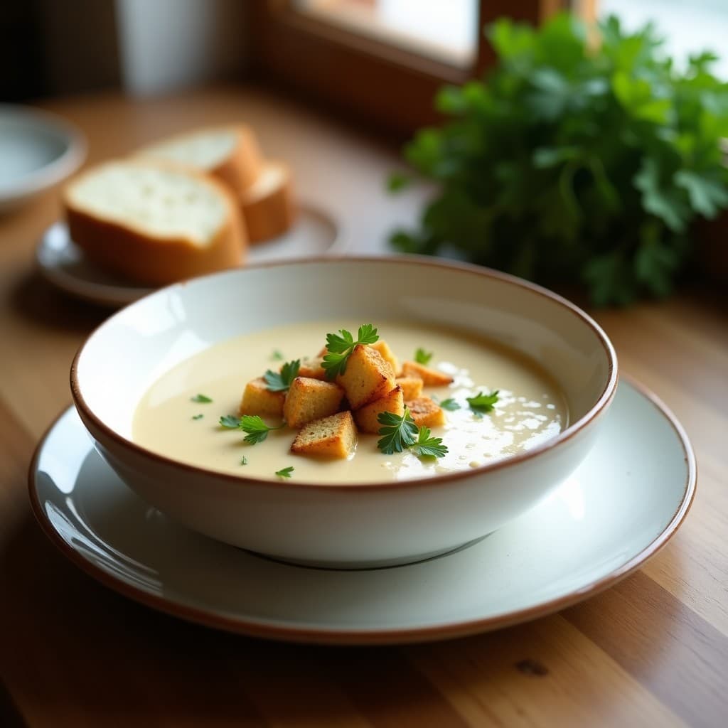 Crema Fría de Guisantillo y Espárragos con Crutones de Centeno: Receta Española Sin Lácteos