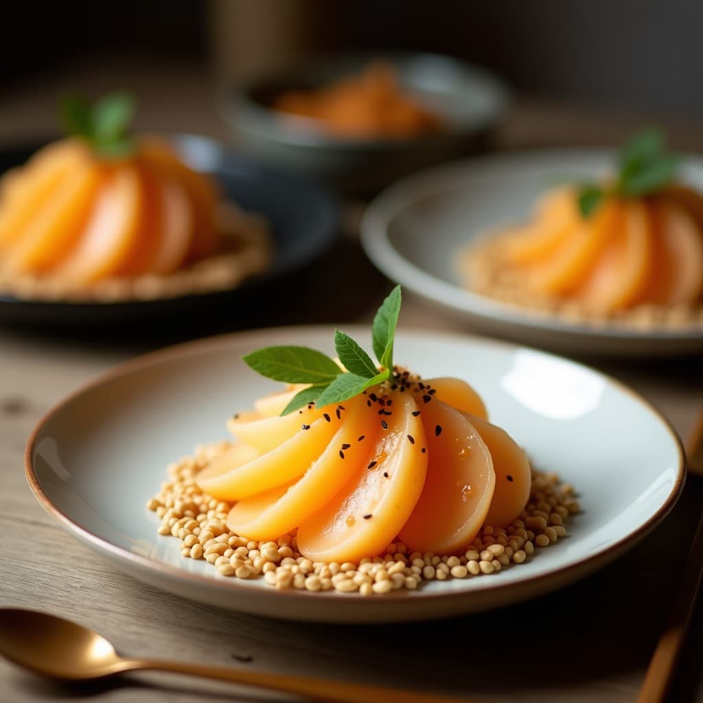 Crema Fría de Melón y Jengibre con Crujiente de Semillas de Sésamo: Receta China Refrescante