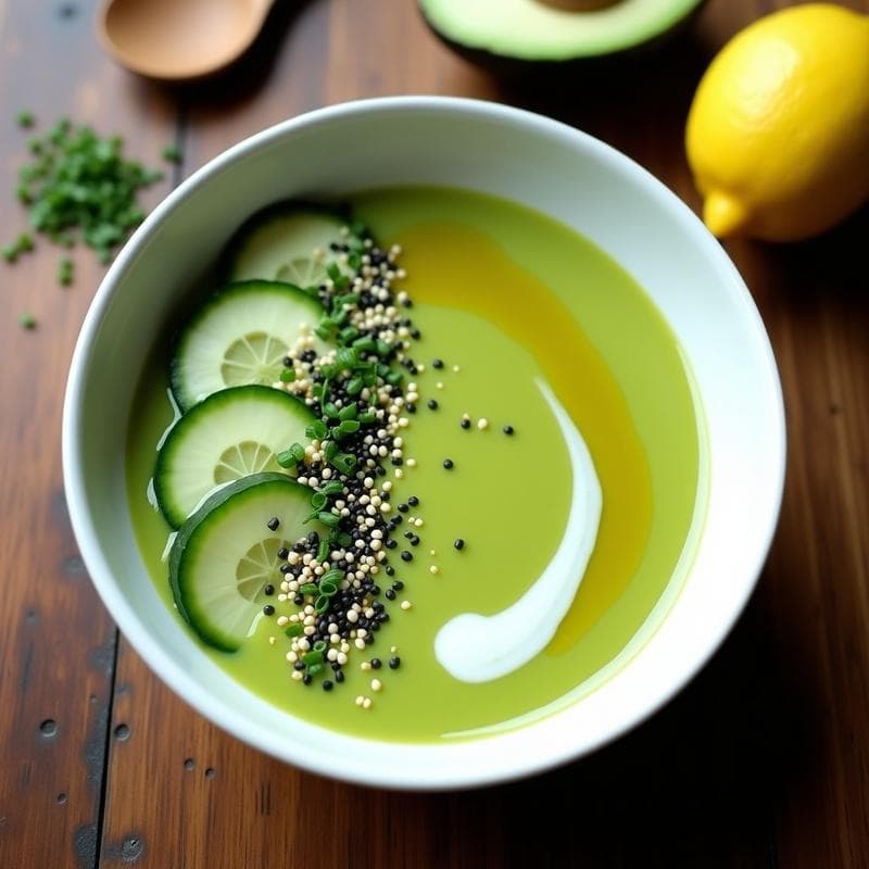 Crema Fría de Pepino y Aguacate con Algas Nori: Receta Detox en 10 Minutos