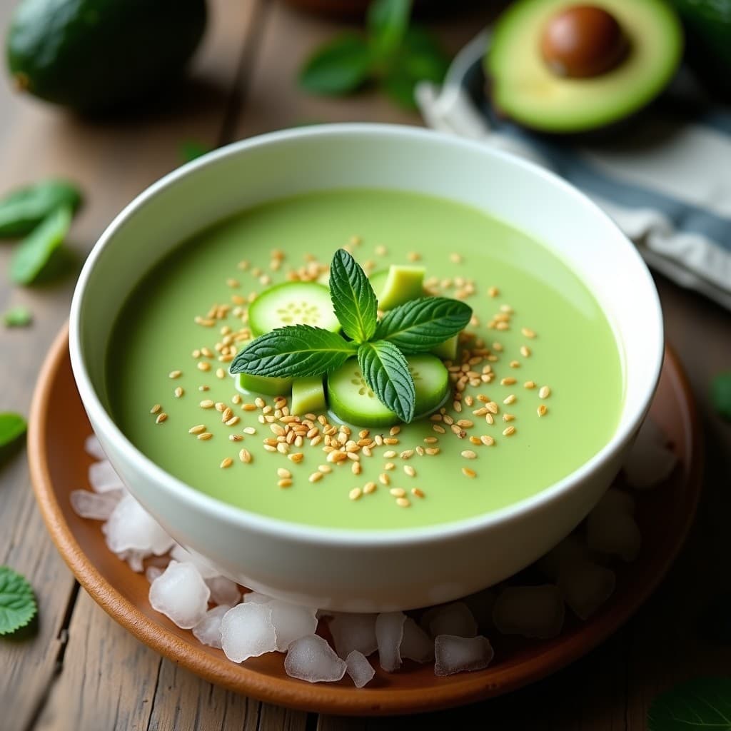 Crema Fría de Pepino y Aguacate con Hierbabuena: Gazpacho Vegano y Desintoxicante