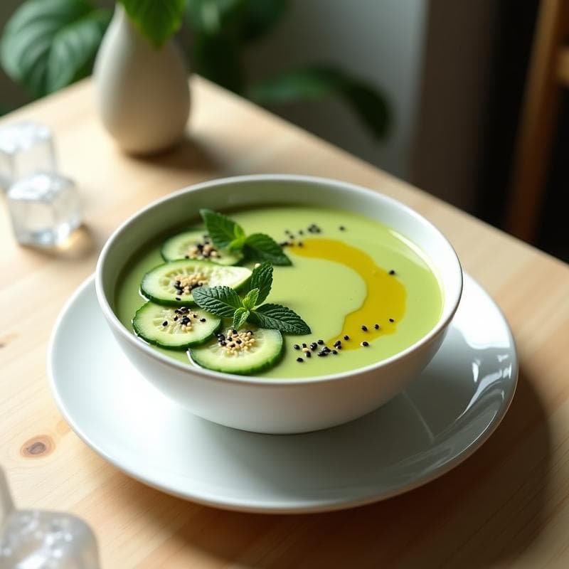 Crema Fría de Pepino y Aguacate con Toque de Jengibre: SopaDetox en 10 Minutos