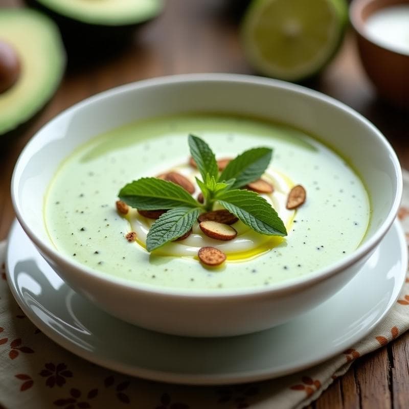 Crema Fría de Pepino y Aguacate con Yogur de Colofermentado: Receta Iraní Probiótica en 10 Minutos
