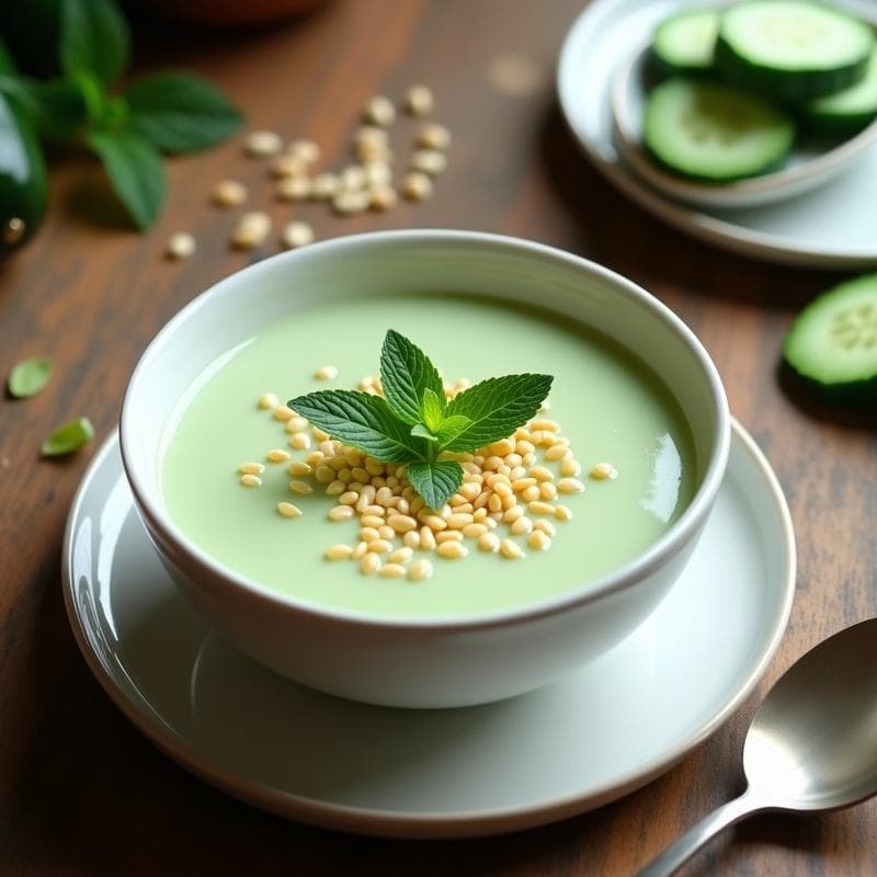 Crema Fría de Pepino y Aloe Vera con Crujiente de Semillas de Sésamo: Receta Detox y Digestiva en Thermomix