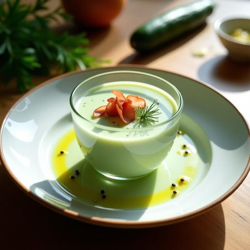 Crema Fría de Pepino y Eneldo con Virutas de Jamón Serrano: Receta Española para Verano en 10 Minutos