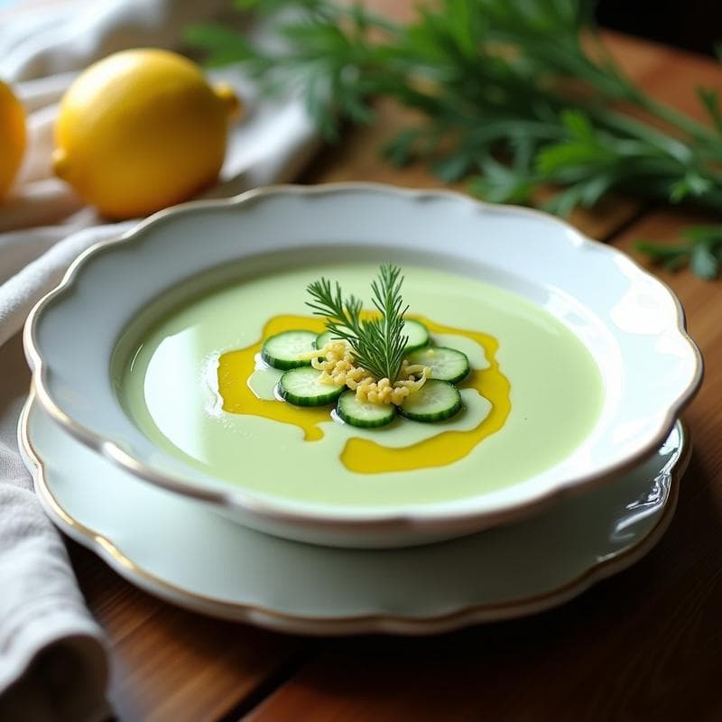 Crema Fría de Pepino y Eneldo con Toque de Limón Confitado: Receta Sin Lácteos en 10 Minutos