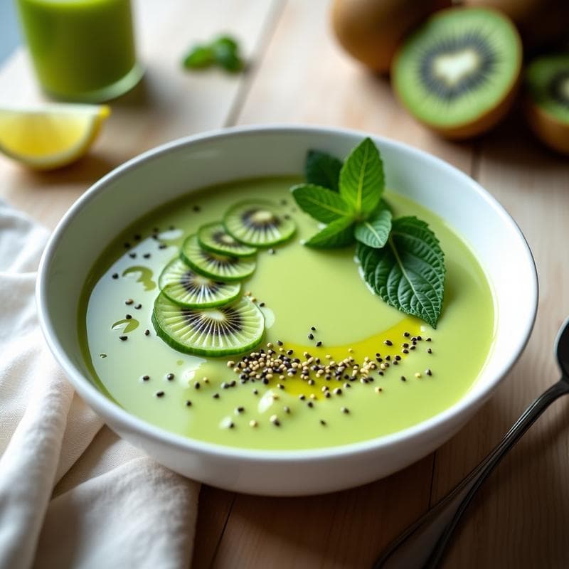 Crema Fría de Pepino y Kiwi con Toque de Wasabi: Receta Refrescante y Detox