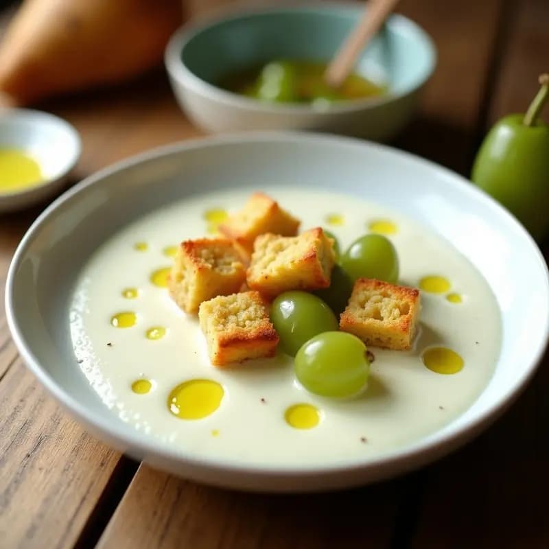 Ajoblanco con Pespunta: Receta de Crema Fría Andaluza Tradicional en 10 Minutos