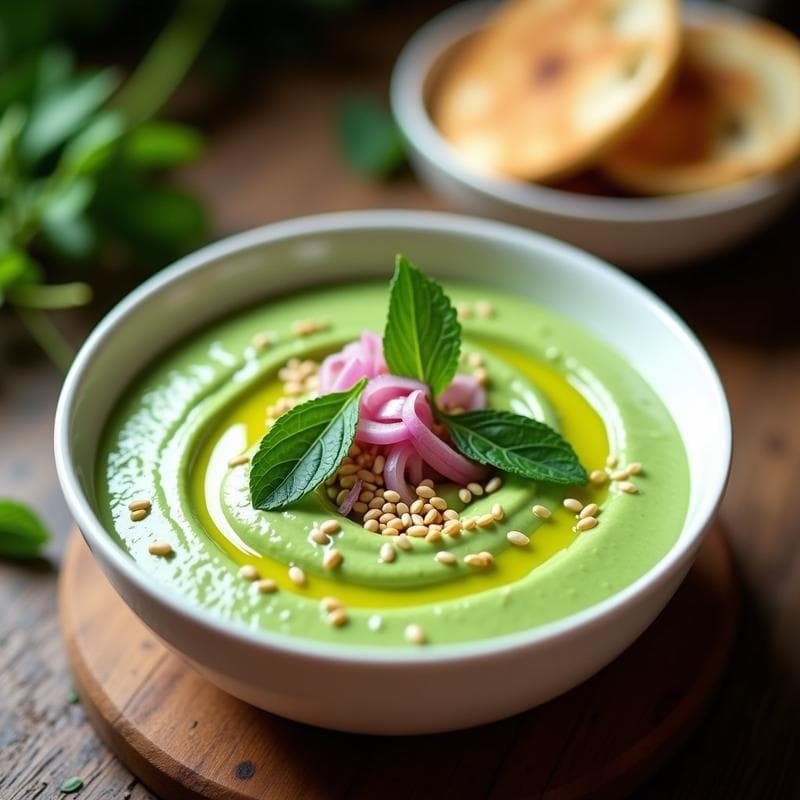 Crema de Guisantes con Essencia de Hierbabuena: Receta Griega en 15 Minutos Sin Cocción