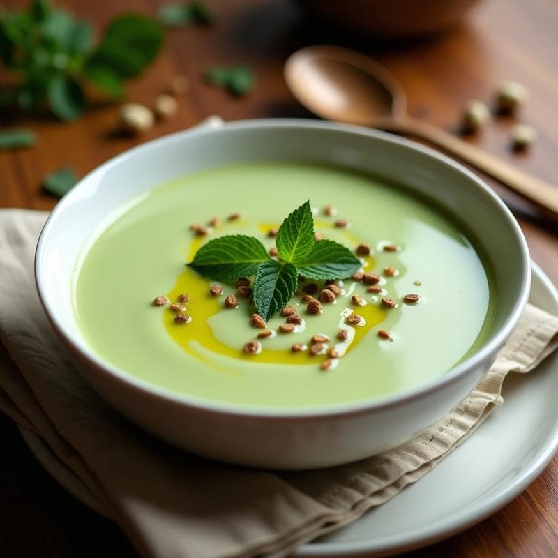 Crema de Guisantes con Hierbabuena y Yogur Griego: Receta Iraní en Olla Express