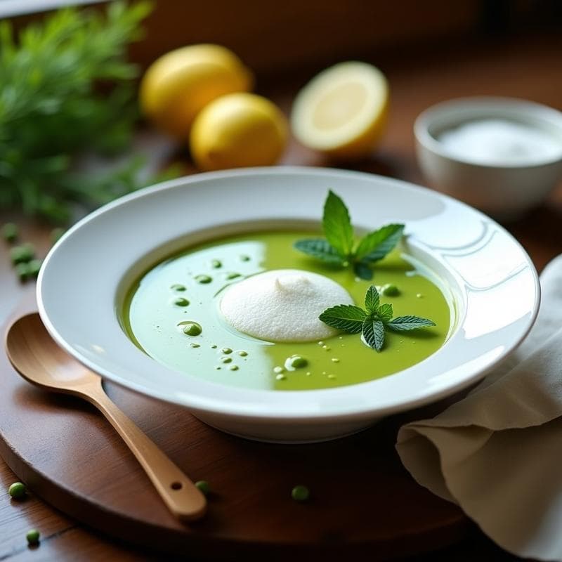 Crema de Guisantes con Hinojo y Aire de Limón: Receta Gourmet en Olla Exprés Sin Lactosa