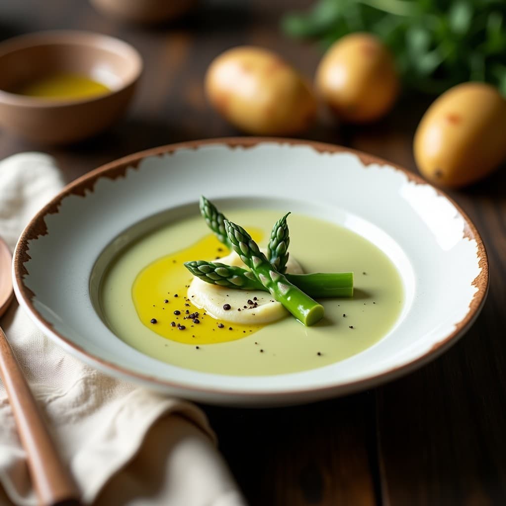 Crema de Papa y Espárragos con Aceite de Oliva Virgen: Receta Española Sin Gluten en Thermomix