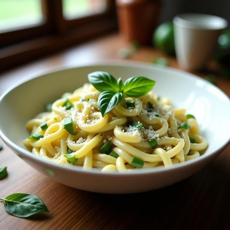 Crema de Pasta con Calabacitas y Albahaca: Receta Ligera en 15 Minutos