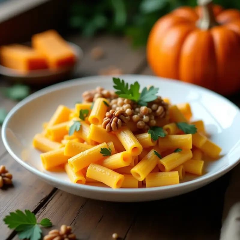Crema de Pasta con Calabaza Ahumada: Receta Vegana Rápida y Reconfortante