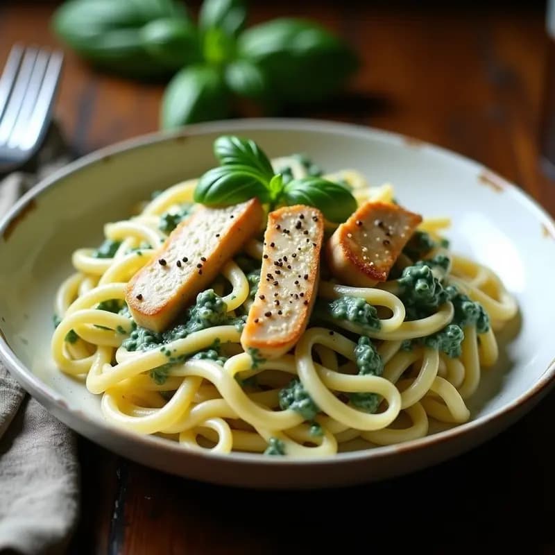 Crema de Pasta con Espinacas Alfredo: Receta Sin Nata y Alta en Proteínas