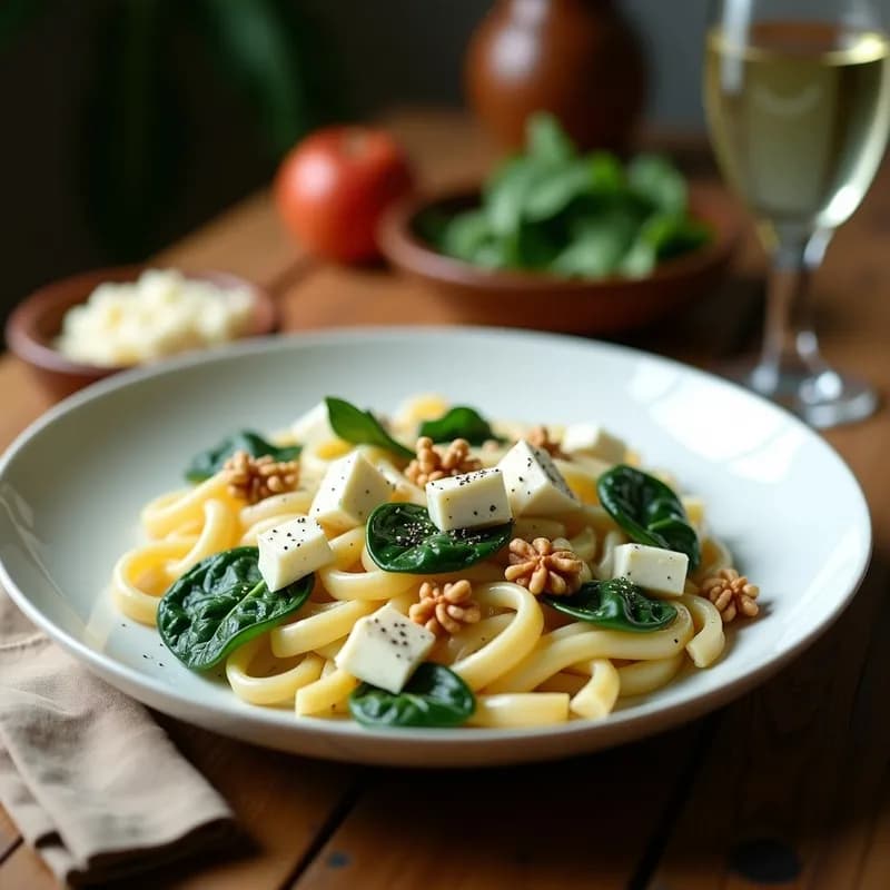 Crema de Pasta con Espinacas y Gorgonzola: Receta en Airfryer sin Leche en 20 Minutos
