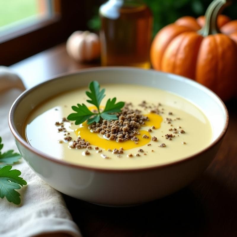 Crema de Pastinaca y Coliflor con Toque de Trufa: Receta Elegante y Reconfortante en 25 Minutos