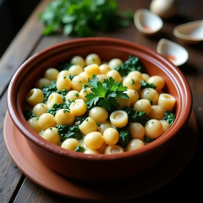 Crema de Pasto con Espinacas y Almejas: Receta Italiana de Mar en 25 Minutos