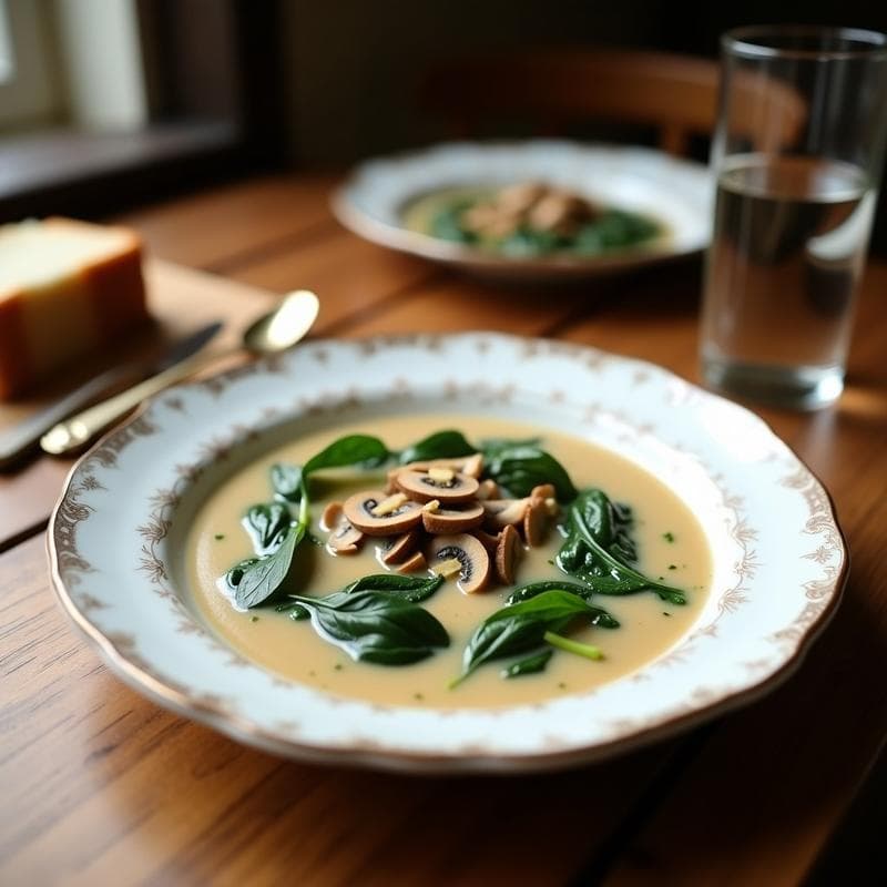 Crema de Pastoreo con Espinacas y Hongos Trufados: Receta Gourmet en 25 Minutos