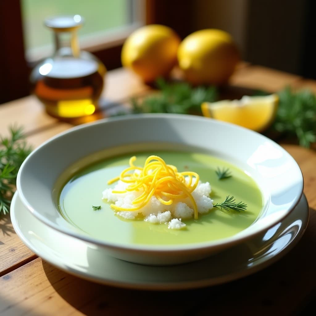 Crema de Pepino y Eneldo con Virutas de Hielo de Limón: Gazpacho Veraniego Sin Lácteos