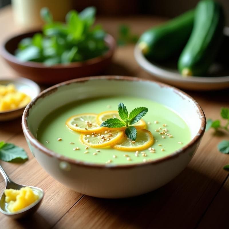 Crema Fría de Pepino y Mentas con Virutas de Limón: Receta Marroquí Refrescante en 10 Minutos