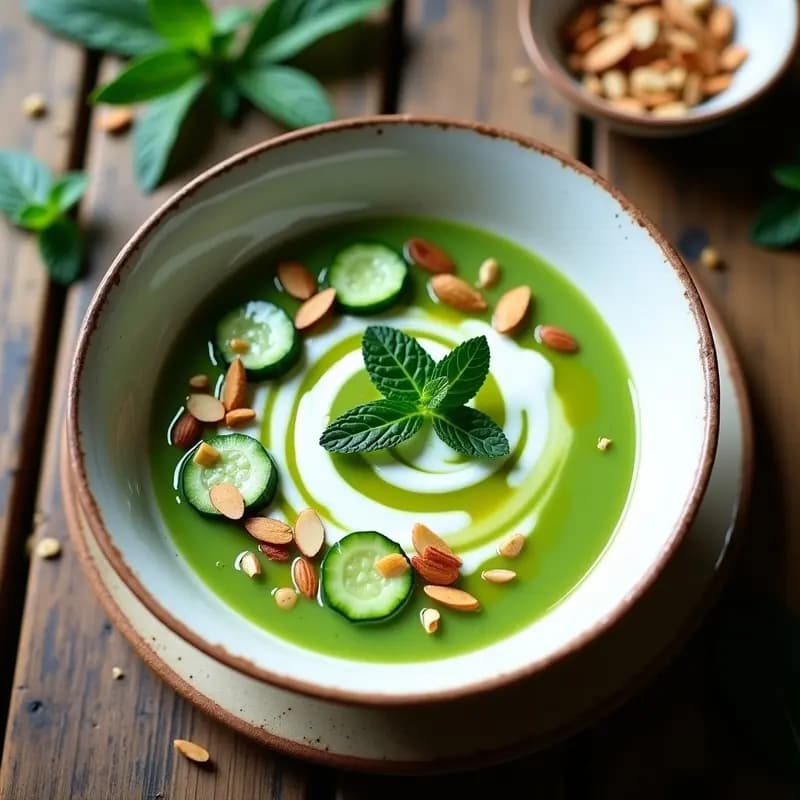 Crema Fría de Pepino y Yogur Griego con Mentolado de hierbabuena: Gazpacho Griego Keto en 10 Minutos