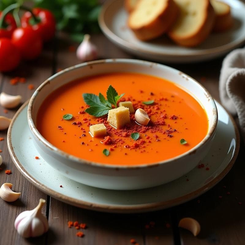 Crema de Pimientos Asados con Ajo Negro: Receta Gourmet en 25 Minutos Sin Lácteos