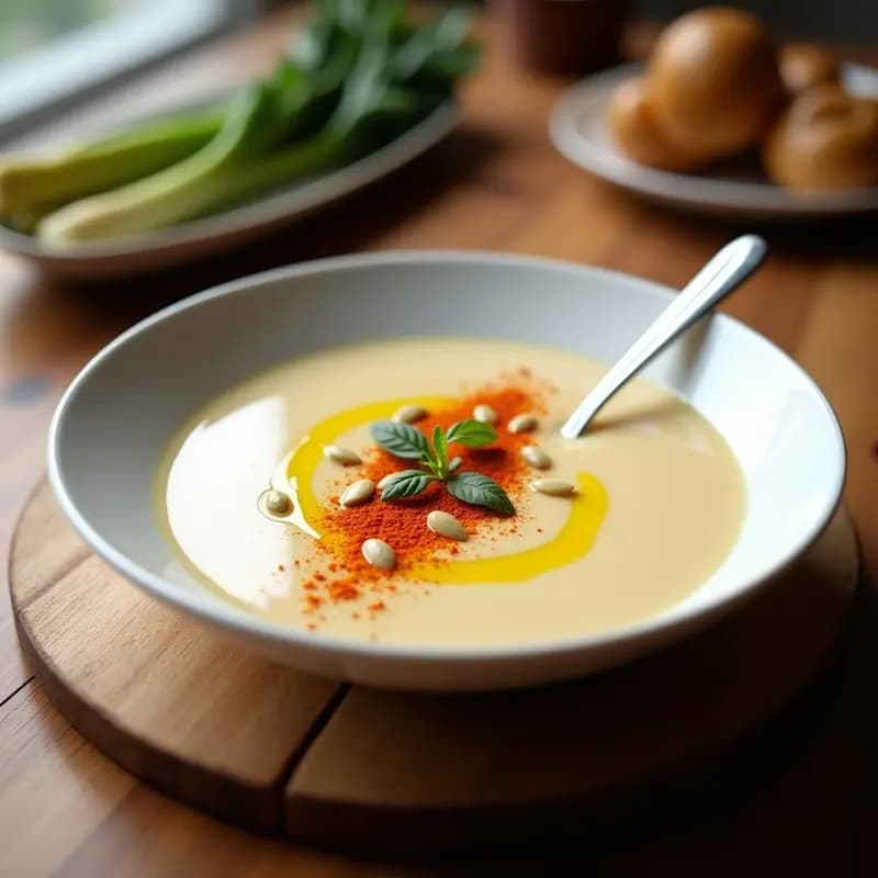 Crema de Puerro y Patata Ahumada: Receta Sin Lácteos en 25 Minutos con Toque Profesional