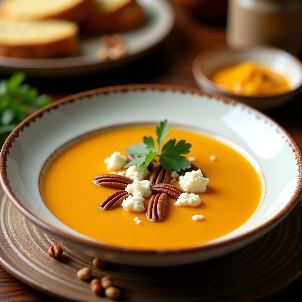 Crema de zapallo Anco con Queso de Cabra y Nueces: Receta Andina en Thermomix