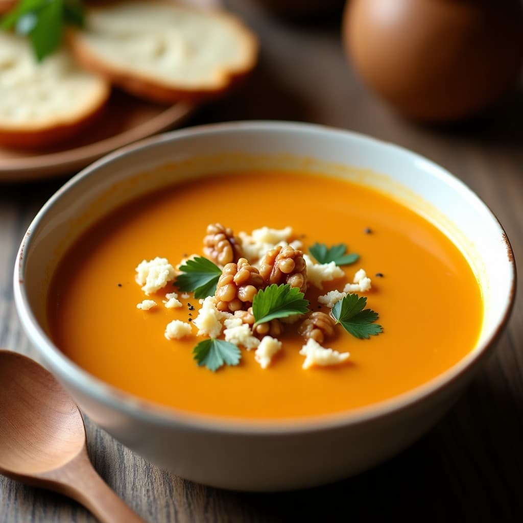 Crema de Zapallo Anco con Queso de Oveja y Nueces: Sopa Peruana en Olla Lenta