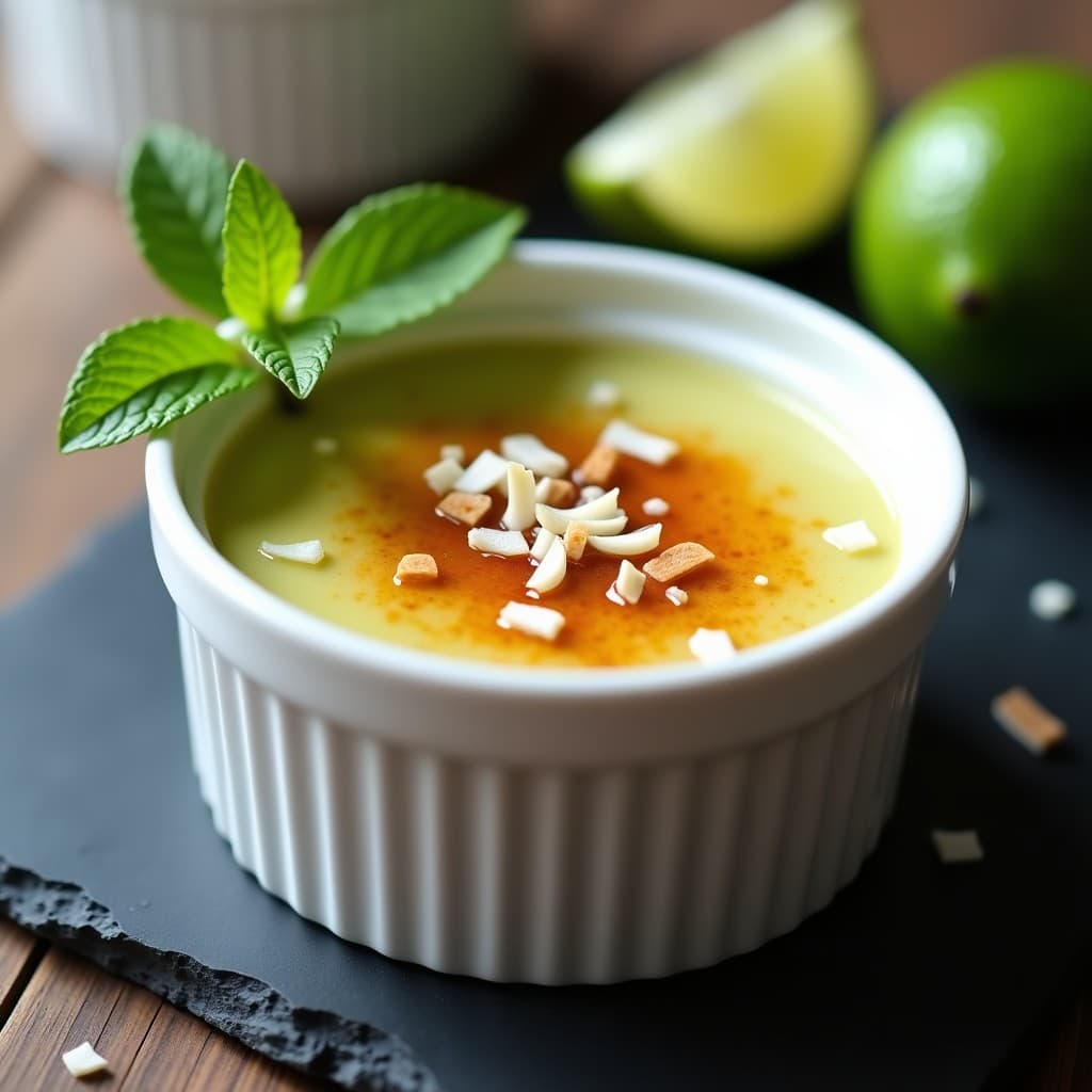 Crème Brûlée de Aguacate y Lima: Postre Keto Sin Lácteos con Caramelo de Eritritol
