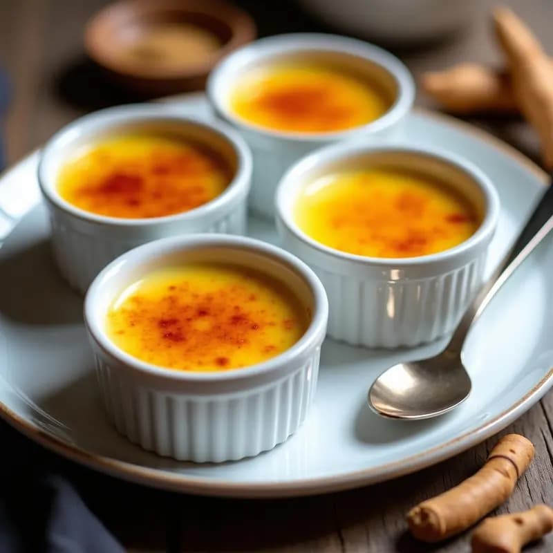 Crème Brûlée de Vainilla y Cúrcuma: Postre Francés con Toque Antiinflamatorio