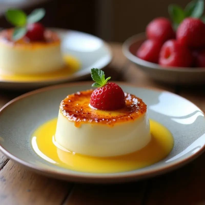 Crème Brûlée de Vainilla y Frambuesas: Postre Francés Elegante y Crujiente