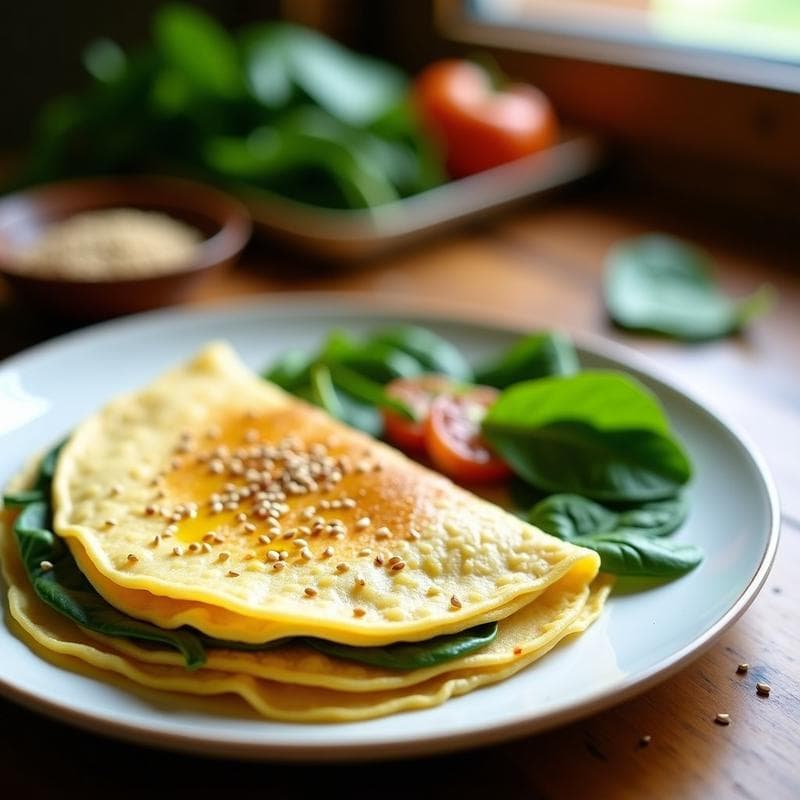 Crepe de Garbanzo y Espinacas: Desayuno Francés Keto Sin Harina en Thermomix