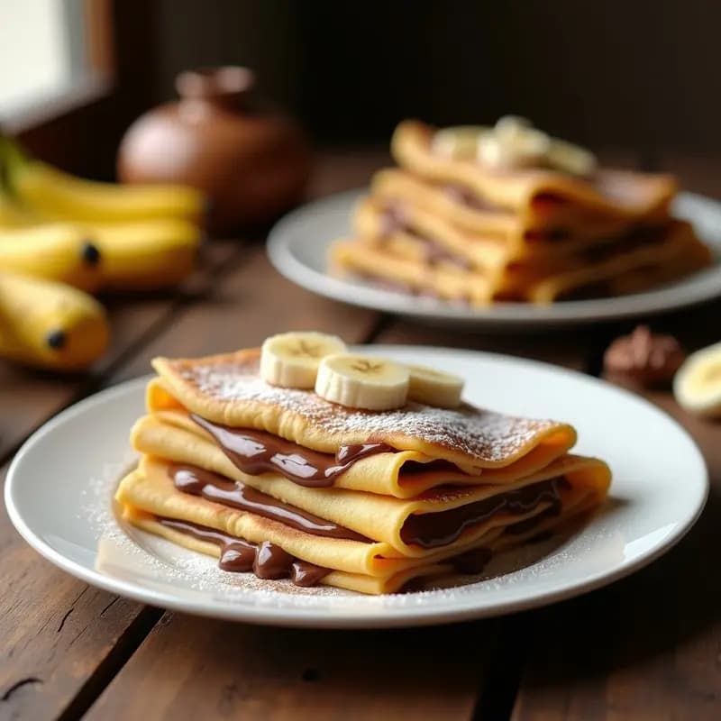 Crepes Francesas de Harina de Almendra Rellenas de Nutella y Plátano: Postre Sin Gluten