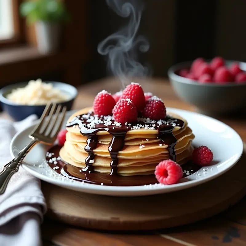 Crepes Francesas de Bucket con Salsa de Chocolate Negro: Postre Clásico y Sin Lactosa