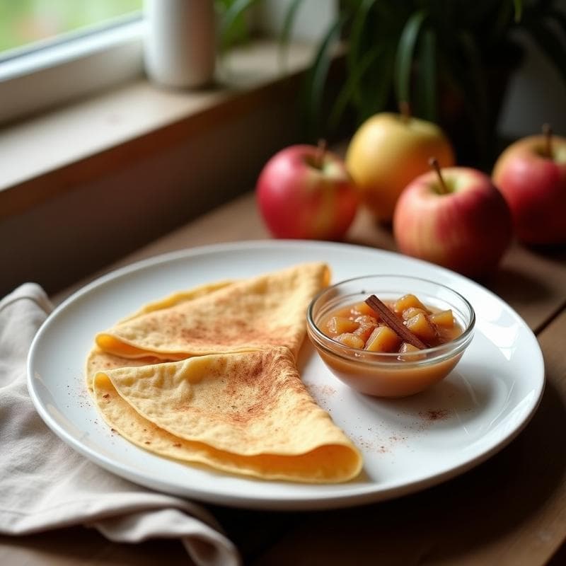 Crepes de Castaña y Canela: Desayuno Sin Gluten con Compota de Manzana Sin Azúcar