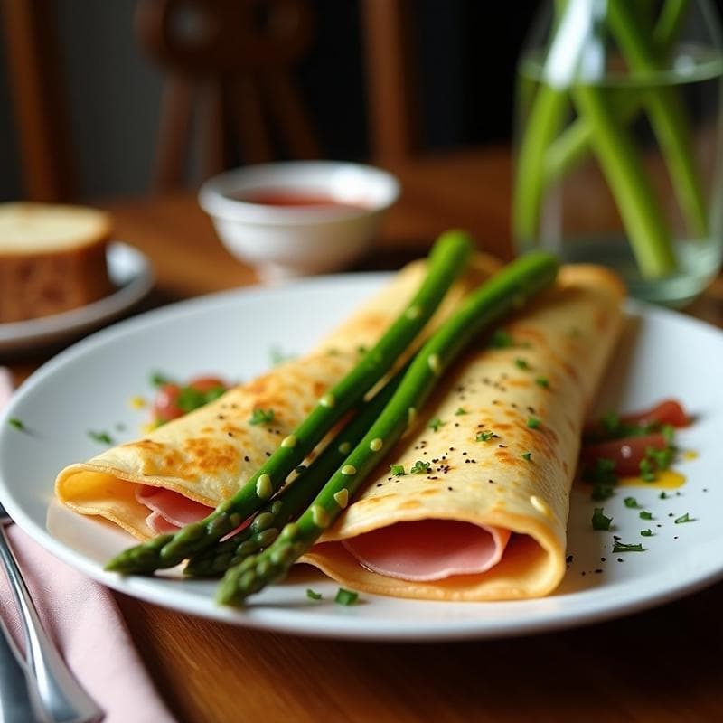 Crepes de Espárragos Trigueros y Jamón Ibérico: Receta Gourmet Rápida y Elegante