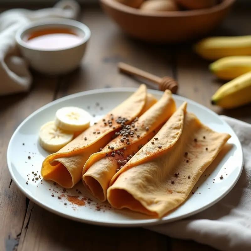Crepes de Espelta con Crema de Cacahuete y Plátano: Desayuno Francés Alta en Energía