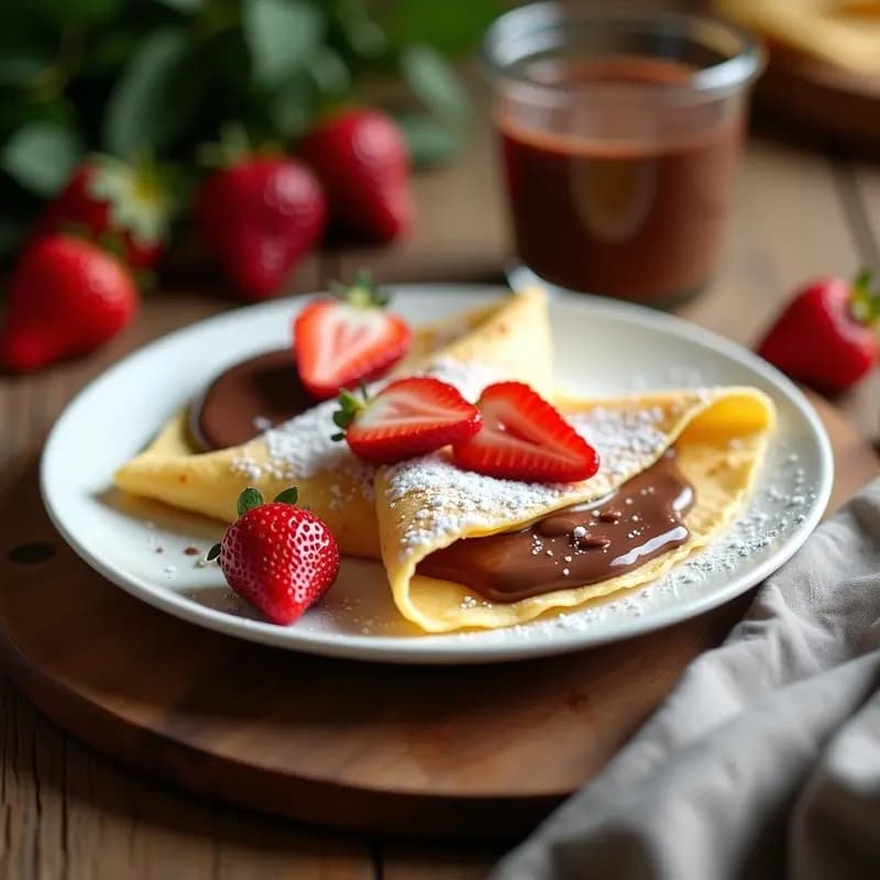 Crepes Francesas con Nutella y Fresas: Postre Dulce y Fácil para Desayuno o Merienda