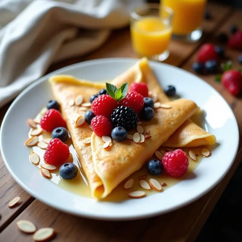 Crepes Franceses con Crema de Queso Philadelphia y Frutos Rojos: Desayuno Gourmet en 15 Minutos