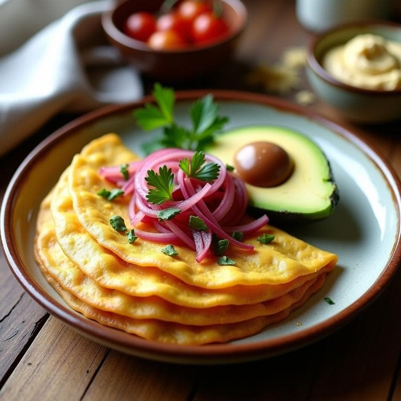 Crepes de Harina de Garbanzo y Cebolla Morada: Desayuno Vegano y Sin Gluten en 15 Minutos