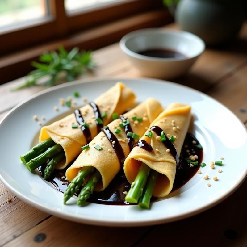 Crepes de Garbanzo con Espárragos y Salsa de Ajo Negro: Receta Sin Gluten y Vegana